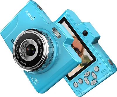 Obrázek produktu pro 2,5K digitální fotoaparát, digitální videokamera, dětská kamera, 48MP CCD kamera, 2,8palcový displej, 16x zoom, ochrana proti otřesům, integrované LED plnící světlo, dobíjecí baterie, narozeninový a vánoční dárek pro teenagery, studenty, přátele