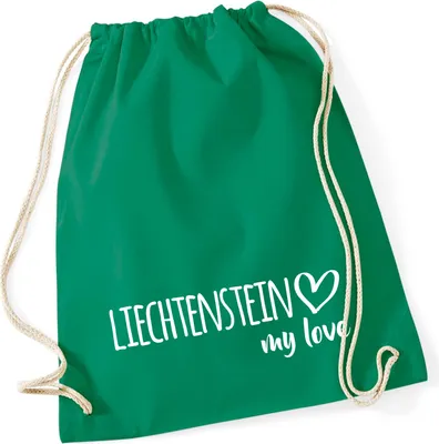 Produktbild von Huuraa Turnbeutel Liechtenstein my love 12 Liter Kelly Green Baumwolle Rucksack Geschenkidee