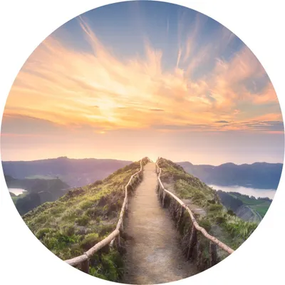 Image de Sticker PFAD dans les montagnes Nature Ciel Nuages Plantes Paysage 3D Sticker décoratif mural 100 cm x 100 cm