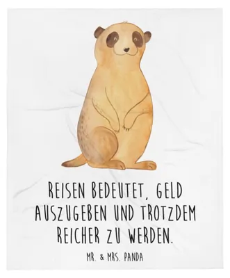 Produktbild von Mr. & Mrs. Panda Bettdecke Erdmännchen - Weiß - Geschenk, Afrika, Wohndecke, Reisen, Kuscheldecke, Traveling, Plüschdecke, Decke, Weltreise, Tagesdecke, Spruch