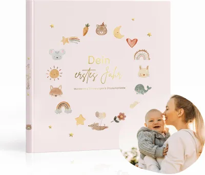 Produktbild von MeinBaby123® Babytagebuch 'Mein erstes Jahr' | Erinnerungsbuch Baby | Geschenkidee zur Geburt | Zauberhafte Momente für die Ewigkeit festhalten (rosa)