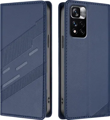Produktbild von Hülle für Xiaomi Redmi Note 11 Pro+ 5G, Kunstleder Brieftaschen Handyhülle mit Kartenfach und Standfunktion Blau