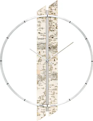 Produktbild von AMS 9604 Wanduhr Quarz analog Holz Birke-Optik mit Aluminium-Ring modern