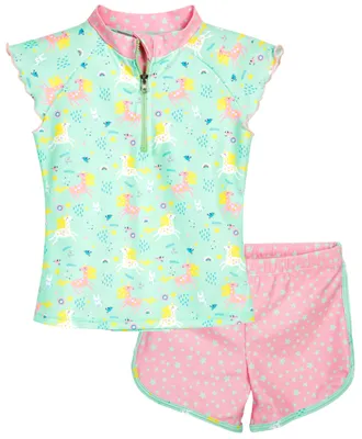 Productafbeelding van Playshoes meisjes tweedelig zwemset, mintgroen met eenhoornprint, maat 98-104