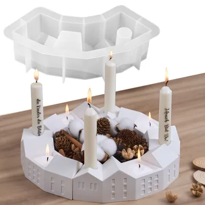 Productafbeelding van Siliconen mal voor huizen - Gietvorm voor kandelaars - Miniatuur huizen - 1 stuk