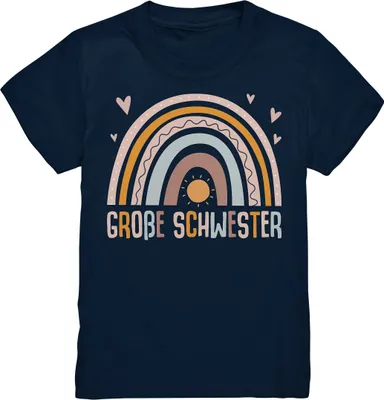Produktbild von Große Schwester Shirt Regenbogen Große Schwester Geschenk – Navy / 134/146 (9-11)