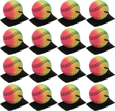 Image de Balles de handball de 2,5 pouces - Lot de 16 balles en caoutchouc pour baseball, conçues pour le rebond et l'entraînement - Équipement sportif pour entraînement et jeu, couleurs variées