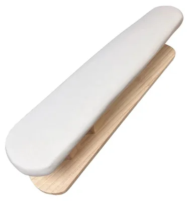 Produktbild von Bügelbrett mit Brust- & Ärmelpolster, lang, Holzsockel, 57×16×13 cm, ideal für Haushalt, Schneiderarbeiten & Reisen, Weiß
