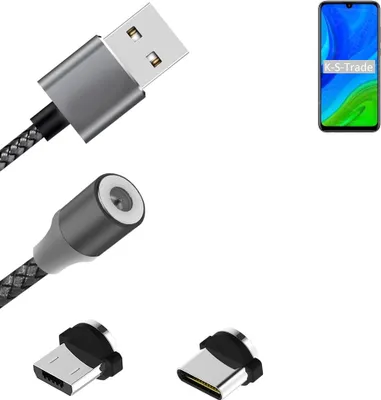 Produktbild von K-S-Trade Hochwertiges Magnet-Lade-kabel Sync-Kabel Daten-Kabel für Huawei P Smart 2020 mit USB-Typ-C-Anschluss und Micro-USB-Anschluss 2A bis zu