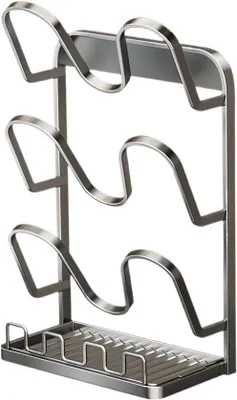 Produktbild von Topfdeckelhalter - Küchenorganisator Löffelhalter - Küchenraum - Edelstahlkonstruktion - 21.5D x 16.1B x 21.5H cm - Grau