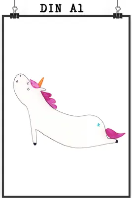 Produktbild von Mr. & Mrs. Panda Bild Einhorn Yoga DIN A1 - Weiß - Geschenk, Plakat, wanddeko, Achtsamkeit, Wandbild, drucke, Posterdruck, Einhörner, Unicorn, Sport, Joga, Süß