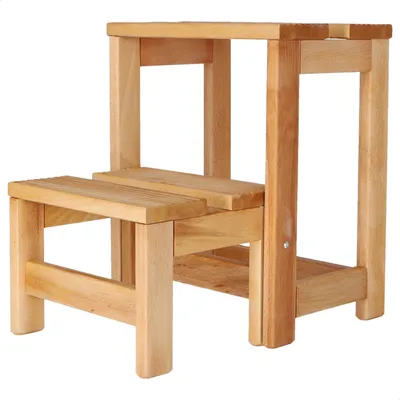 Klappbarer Tritthocker, 2 Stufen, Buchenholz, Öl-Finish, 32x23x40 cm