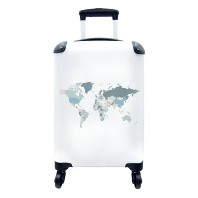 Produktbild von MuchoWow® Koffer Handgepäck Trolley Rollkoffer Kleine Reisekoffer mit 4 Rollen - Weltkarte - Blau - Rosa - Cabin Size < 55x40x23 cm & 55x40x20 cm - Fotokoffer - Kabinenkoffer - Boardgepäck - Reise-Box - Reisekoffer - Reisegepäck - Koffer mit Bild - Trolley für Kinder