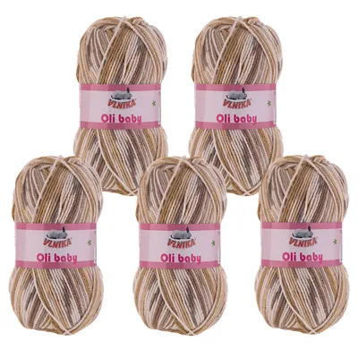 Produktbild von 5 x 100g Strickgarn Oli mehrfarbig selbstmusternd Strick-Wolle Klassikgarn