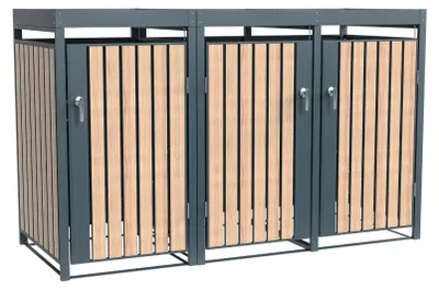 Produktbild von Westmann Metall Mülltonnenbox Planta 3x240 L Mülltonnenbox mit Pflanzdach 84x200x124 cm