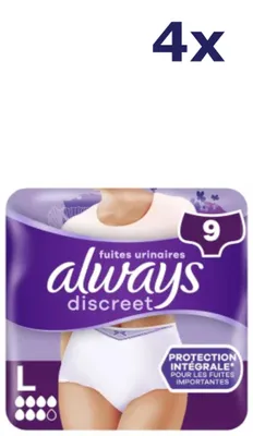Produktbild von 4x Always Discreet – Slips bei Blasenschwäche, Größe L, 9 Stück