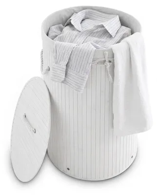 Zdjęcie produktu dla Relaxdays 10019051_49, 70 l, Okrągły, Bambusowy, Bawełna, Poliester, Biały, Biały, Bambusowy