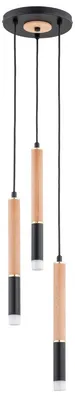 Zdjęcie produktu dla Lampa wisząca RODEO jasne drewno-czarna-złota 3xG9x10W drewno wym:90x20x20cm IP20 Alfa