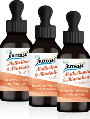 Produktbild von Nimm 3, zahl 2 Aktion Liposomale Multivitamin & Mineralien Tropfen hochdosiert - 1000mg Multivitamin & Mineralien pro Tag (90.000mg in 3 Flaschen)