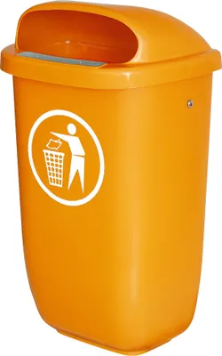 Produktbild von Abfallbehälter für den Außenbereich, 50 Liter, nach DIN 30713, Farbe: orange