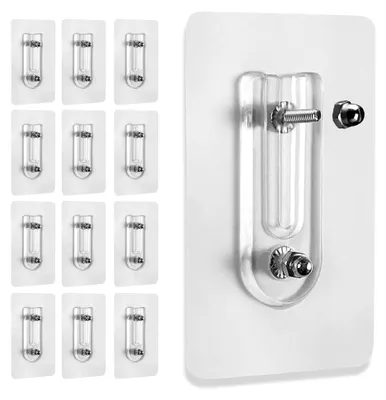Produktbild von 12 Stück Selbstklebende Verstellbarer Bilderhaken, Selbstklebende Doppelmutter Bilderhaken, selbstklebend verstellbare schrauben, Geeignet für hängende Fotos, Bilder, Wandgemälde, Uhren(6mm+10mm)