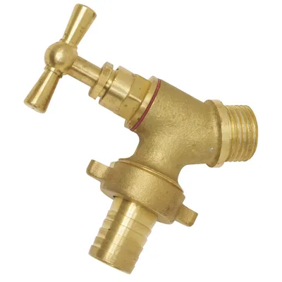 Produktbild von SOMATHERM FOR YOU – Auslaufarmatur – Kurzes Modell mit schrägem Auslauf – Zuverlässig, robust und praktisch – M 1/2" – 3/4"-Anschluss – Gehäuse aus rohem Messing – ACS