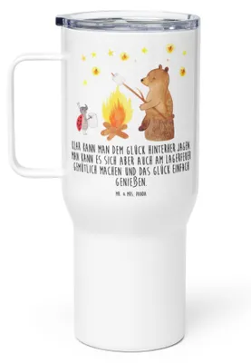 Produktbild von Mr. & Mrs. Panda Trinkgefäß Bär & Marienkäfer Lagerfeuer - Weiß - Geschenk, To-Go-Becher, Reisebecher, Thermobecher, Kaffee-to-go-Becher, Teetasse, thermosbecher, Teddy