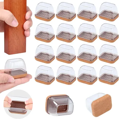 Produktbild von 16 Stš¹ck Stuhlbeinkappen, Schutzkappen fš¹r Stuhlbeine, stuhlbeinkappen rechteckig, Stuhlbeinschoner mit Filzpolstern, Beseitigen Sie Ger?usche und Kratzer, Fit Stuhlbein Breite 22-32mm,L?nge 32-42mm