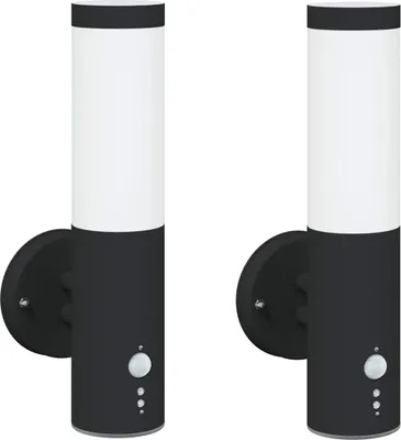 Image de Applique Murale Extérieure 2 pcs Noir 15 x 7,5 x 33 cm