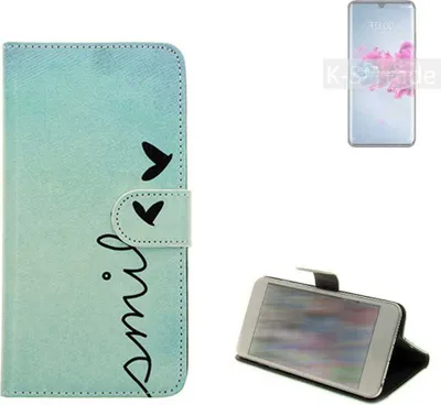 Produktbild von K-S-Trade Schutz Hülle Handy Hülle kompatibel mit ZTE Axon 11 5G Hülle Handyhülle cover bookstyle Etui Handyhülle ''smile'' türkis Standfunktion