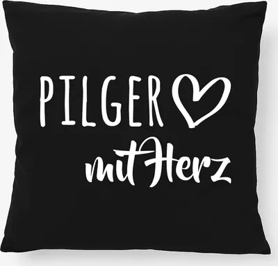 Produktbild von Huuraa Kissen Pilger mit Herz 40x40cm mit Füllung Black Baumwolle Dekokissen Geschenkidee