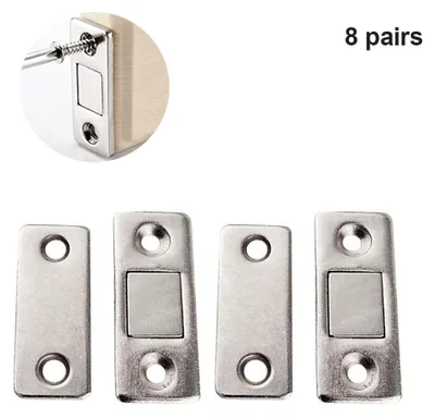 Produktbild von 8 Stš¹ck Tš¹rmagnete Fš¹r Schranktš¹ren, Stark Magnetverschluss 41mm, Selbstklebend Schrankmagnet Mit Schrauben, Schubladenmagnet Schwarz Silber