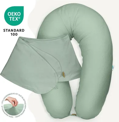 Produktbild von sei Design Stillkissen XXL  Seitenschläferkissen 190x30 Schwangerschaftskissen Mikroperlen-Füllung Bezug Waffeljersey mint