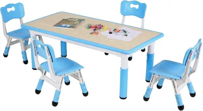 Produktbild von Clevich Kindertisch mit 4 Stühlen, Tisch Stuhl Set Höhenverstellbar,Kindertischg