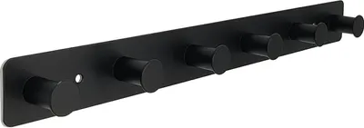 Produktbild von Famanu Wandhaken schwarz - Halter mit 6 Haken - Selbstklebend oder mit Schrauben