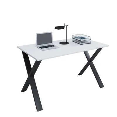 Produktbild von VCM Holz Schreibtisch | H. 76 x B. 110 x T. 50 cm | Computertisch schlicht | Füße aus hochwertigem Metall | Arbeitstisch | Büromöbel - Lona U