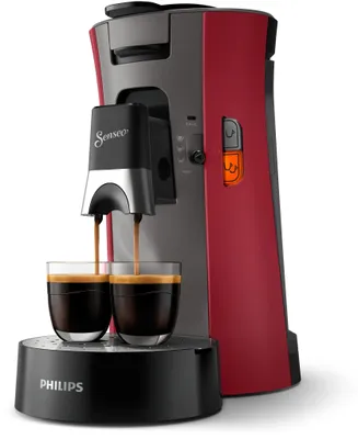 Produktbild von Philips Senseo® Select Kaffee Pad Maschine, 3 Kaffeespezialitäten, Kaffeestärkewahl Plus, Crema Plus, Rot (CSA240/90)