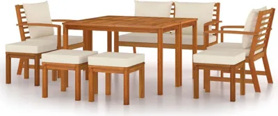 Produktbild von "2026 Aktion" 9-tlg. Garten-Essgruppe - elegantes Design - Sitzgruppe/Gartenmöbel-Set - mit Kissen Massivholz Akazie - Terassenmöbel NeuMöbel268909