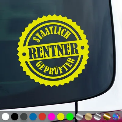 Produktbild von PantherPixel Rentner Aufkleber Senioren Rentnern Ruhestand Sticker Auto Geschenkidee Farbe Neon-Gelb