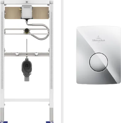 Produktbild von VILLEROY & BOCH Set Urinal Vorwandelement mit Betätigungsplatte, chrom