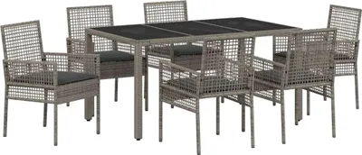 Immagine prodotto di vidaXL Set da pranzo da giardino 7 pezzi in polirattan grigio
