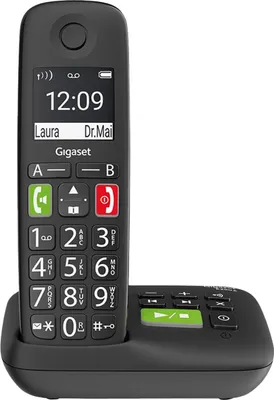 Obrázek produktu pro Gigaset E290A, Analog/DECT telefon, Bezdrátové sluchátko, Hlasitý odposlech, 150 pol., Identifikace volajícího, Černá
