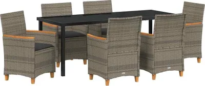 Image de vidaXL Ensemble de jardin 7 pcs Gris Poly-Rotin