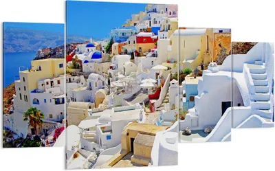 Produktbild von Bild auf Leinwand - Leinwandbild - Griechenland insel tourismus santorini - 160x90cm - Wand Bild - Wanddeko - Leinwanddruck - Bilder - Kunstdruck - Leinwand bilder - Wandkunst - DL160x90-2651