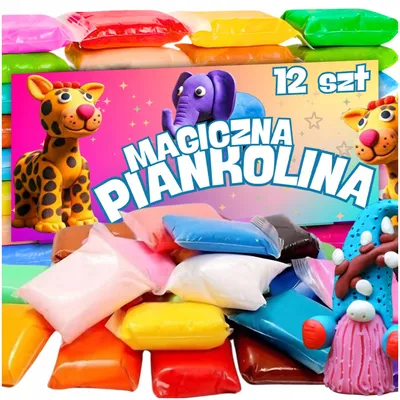 Zdjęcie produktu dla Plastelina – Piankolina – 12 sztuk – Lekka konsystencja – Plastelina dla dzieci