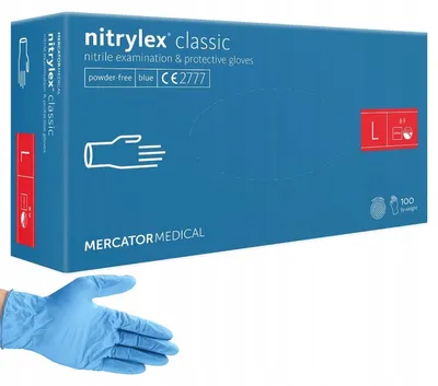 Obrázok produktu pre Jednorazové Rukavice Mercator Classic Nitril Modrá Veľkosť L 100 Ks Pre Hygienu