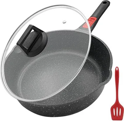 Productafbeelding van Famanu braadpan, 28 cm, met deksel, anti-aanbaklaag, 7,5 cm hoog, geschikt voor inductiekookplaten, met afneembaar handvat