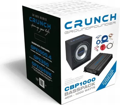 Produktbild von CRUNCH basový balík kompletná sada subwoofer+výkonový zosilňovač sada basového systému 1000 W CBP1000