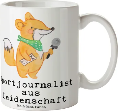 Produktbild von Mr. & Mrs. Panda Dekotasse Sportjournalist Leidenschaft - Weiß - Geschenk, Tasse, Kaffeebecher, Teetasse, Kaffeetasse, Spruch, Witzig, Ausbildung, Becher, Lustig, Pott