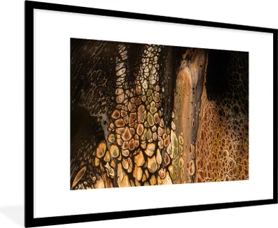 Produktbild von MuchoWow® Gerahmtes Poster Acrylfarbe - Braun - Gießfarbe 90x60 cm - Poster mit Schwarzem Bilderrahmen Wandposter Rahmen Foto Bilder - Wanddekoration - Fotos